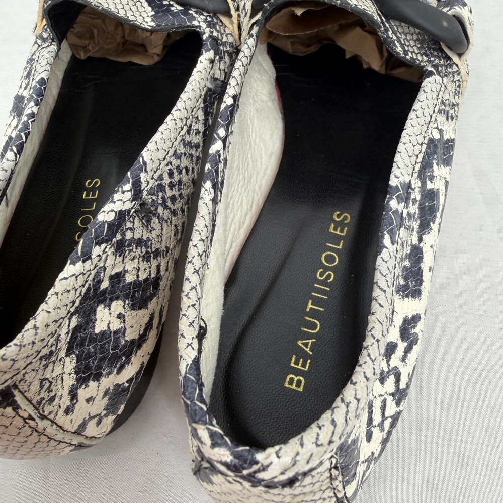 BeautiSoles Snakeskin Chain Loafers Comfort Flats | Women’s 7.5 - Picture 6 of 11